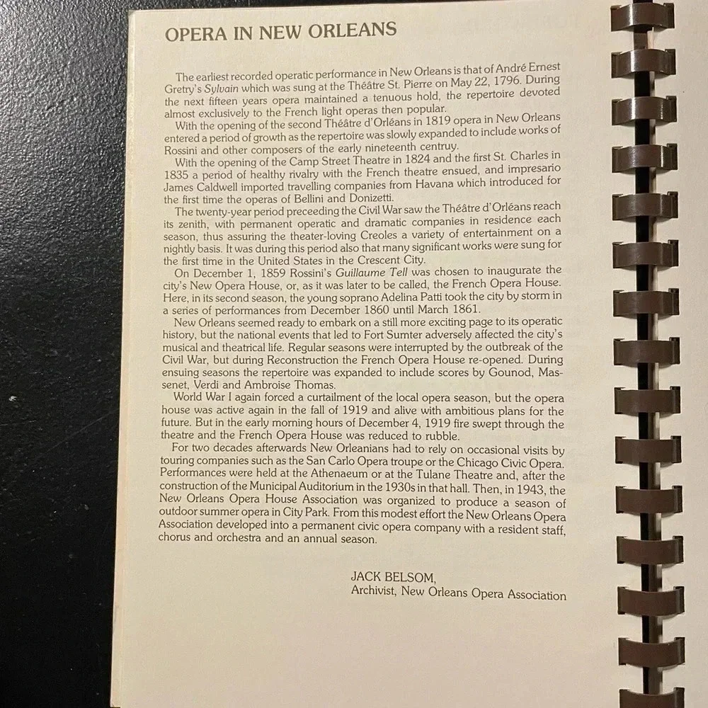 Opera on The Half Shell 1980 Cookbook Junior Womens Guild New Orleans Vintage